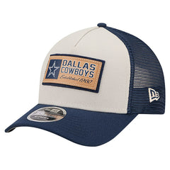Dallas Cowboys New Era Two-Tone Text 9FORTY M-Crown Adjustable Hat - Stone/Navy Hats