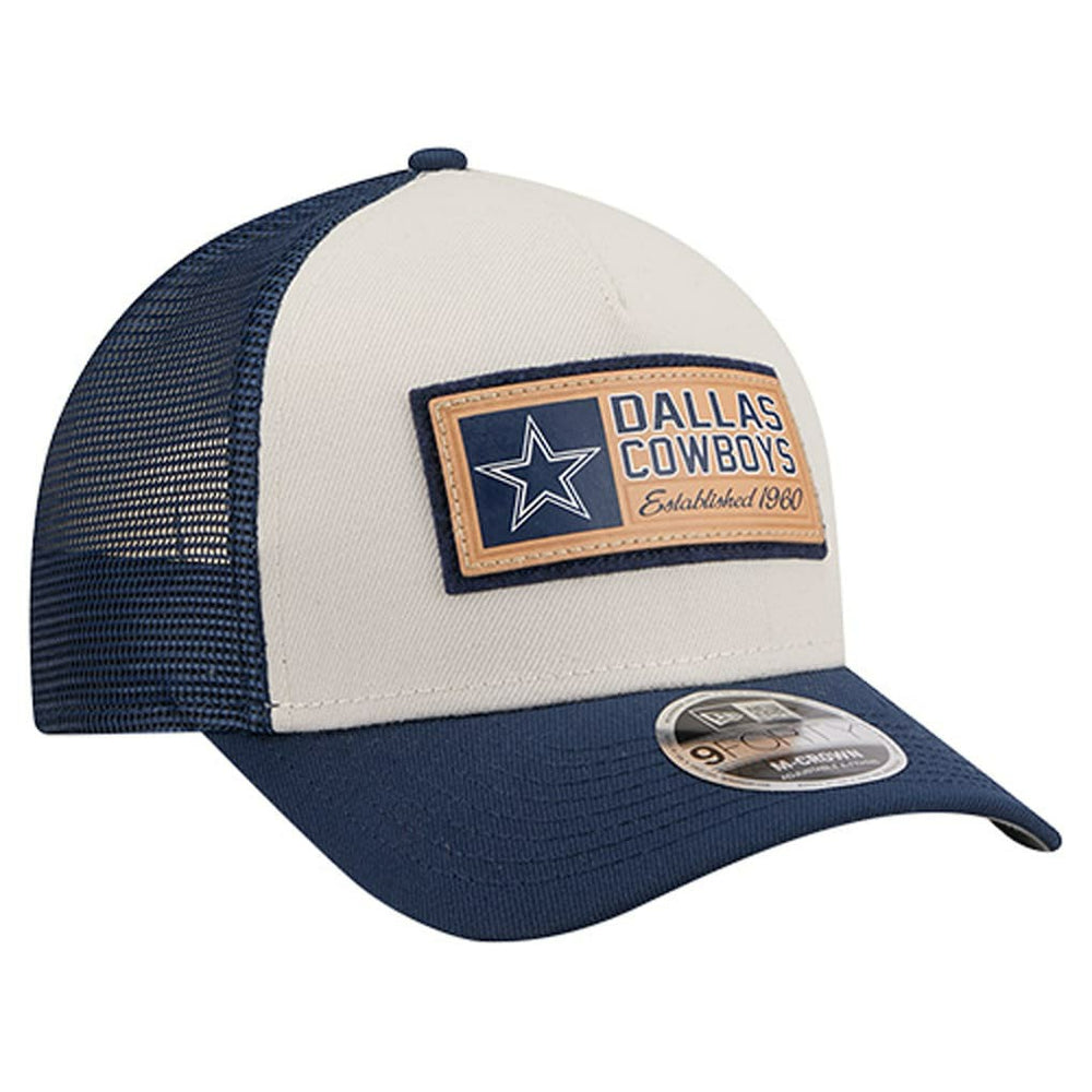 Dallas Cowboys New Era Two-Tone Text 9FORTY M-Crown Adjustable Hat - Stone/Navy Hats