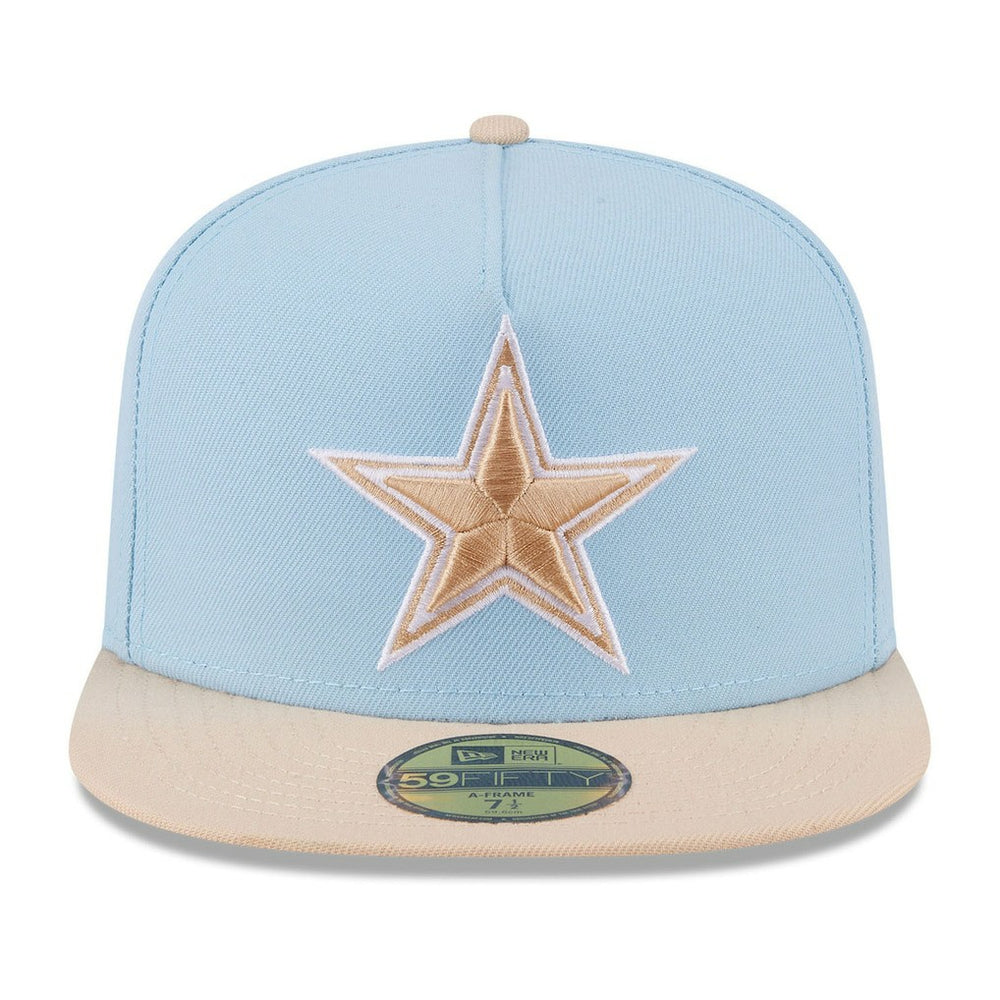 Dallas Cowboys New Era Two-Tone Color Pack A-Frame 59FIFTY Fitted Hat - Light Blue/Light Beige Hats