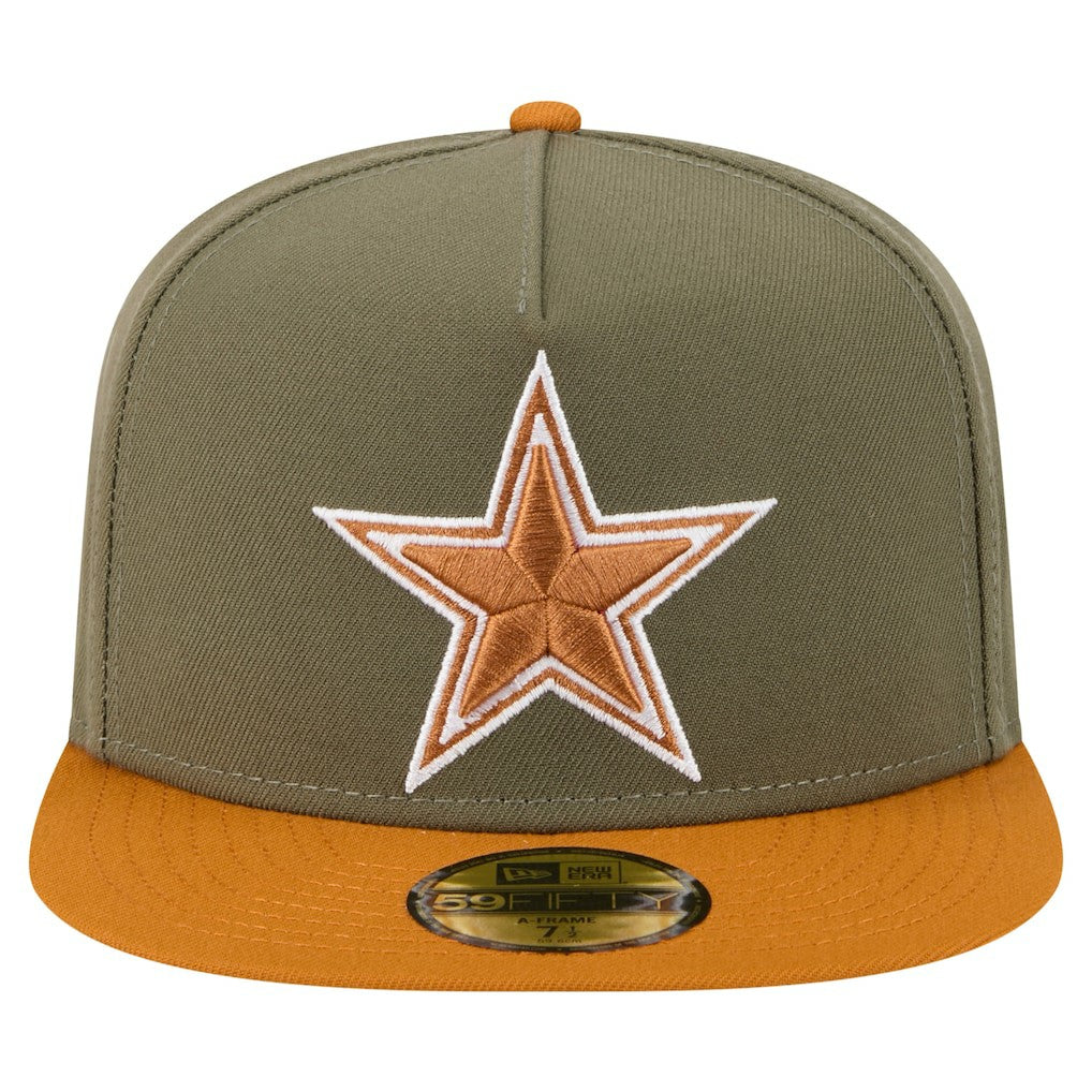 Dallas Cowboys New Era 2-Tone Color Pack A-Frame 59FIFTY Fitted Hat - Olive/Brown Hats