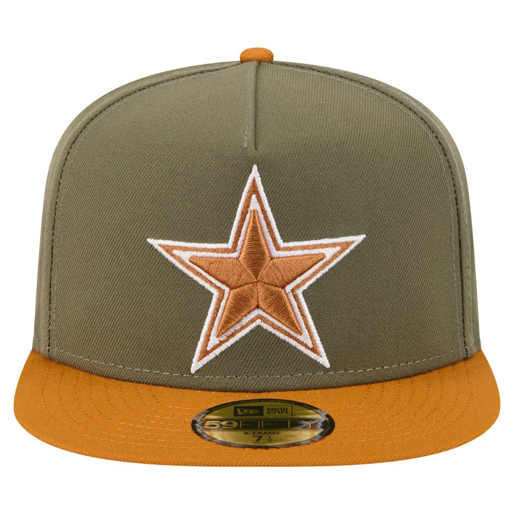Dallas Cowboys New Era 2-Tone Color Pack A-Frame 59FIFTY Fitted Hat - Olive/Brown Hats