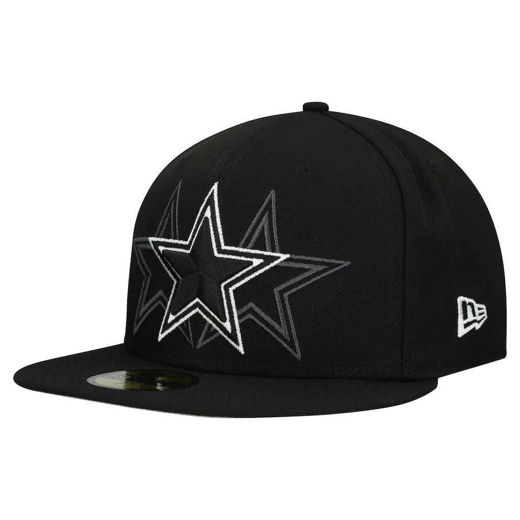 Dallas Cowboys New Era Tri-Hit 59FIFTY Fitted Hat - Black Hats
