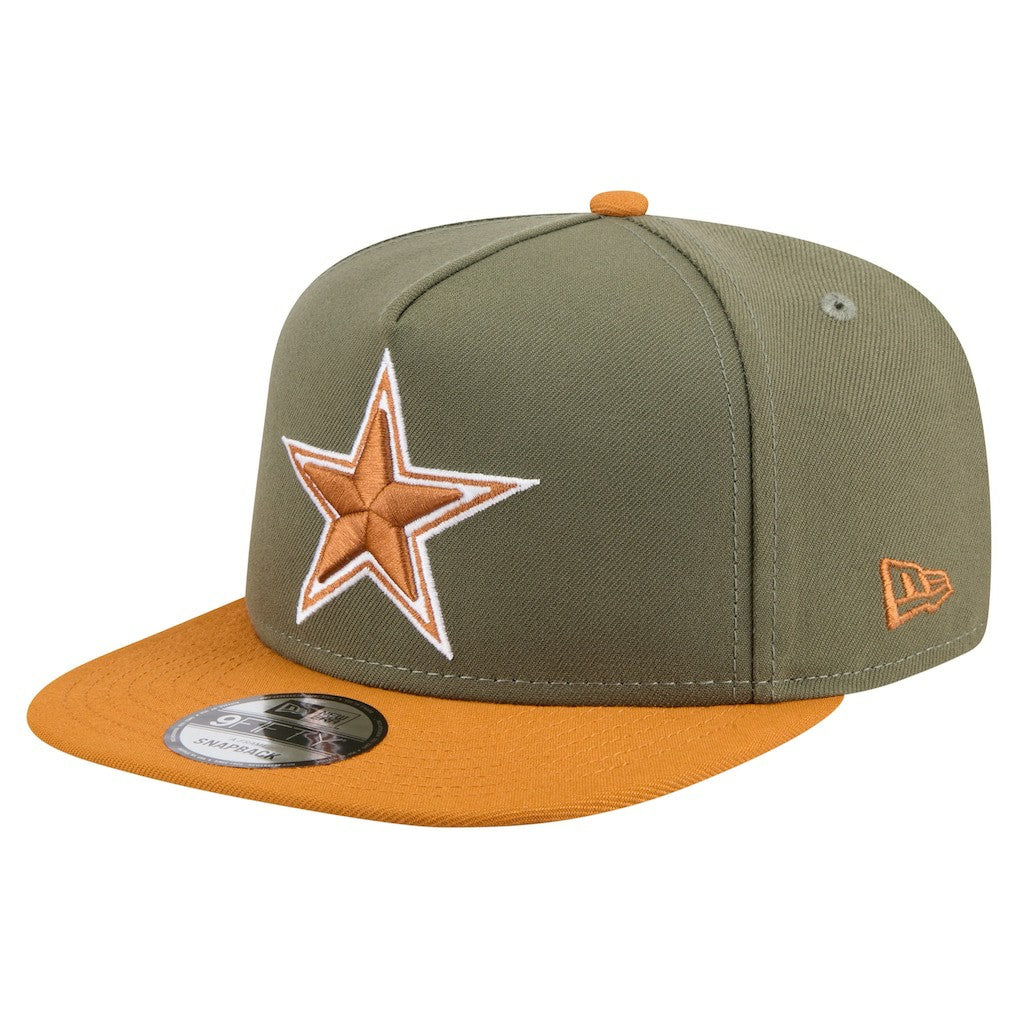 Dallas Cowboys New Era Two-Tone A-Frame 9FIFTY Snapback Hat - Olive/Brown Hats