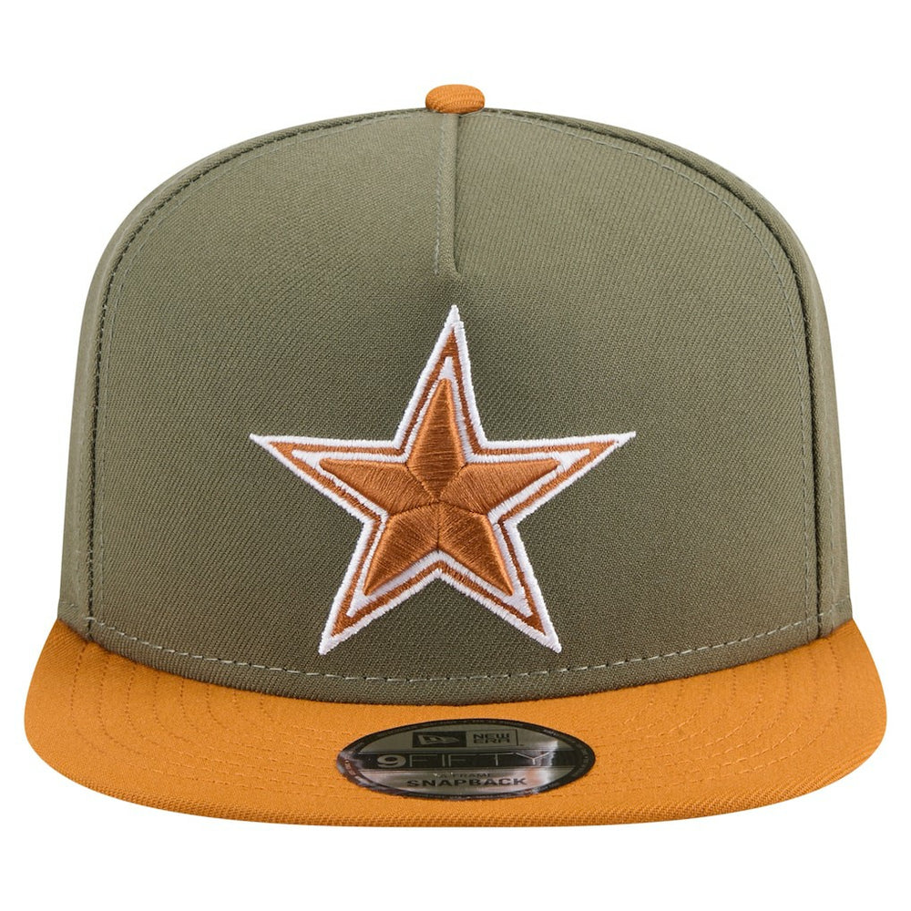 Dallas Cowboys New Era Two-Tone A-Frame 9FIFTY Snapback Hat - Olive/Brown Hats
