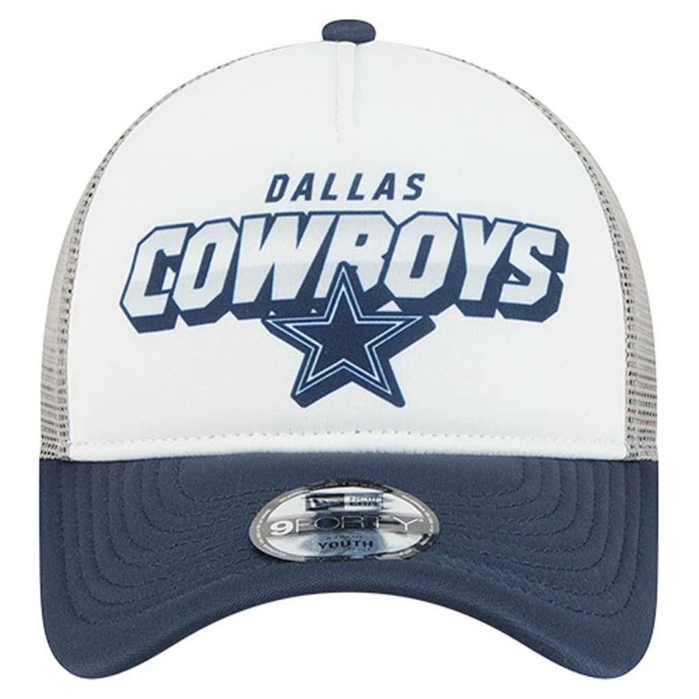 Dallas Cowboys New Era Youth Streak 9FORTY A-Frame Adjustable Hat - White/Navy Hats