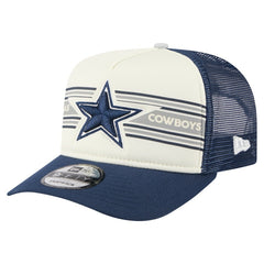 Dallas Cowboys New Era Youth Banner A-Frame 9FIFTY Trucker Snapback Hat - Cream/Navy Hats