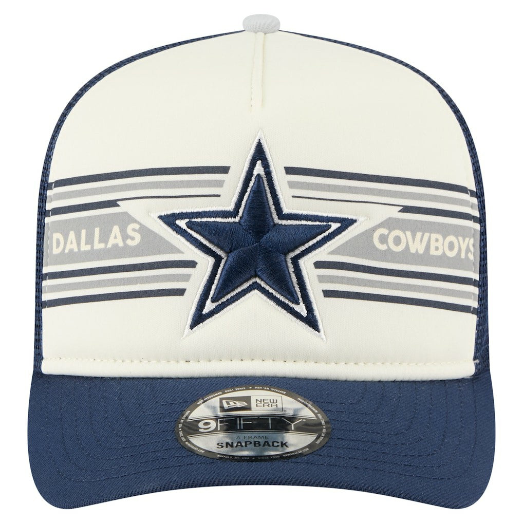 Dallas Cowboys New Era Youth Banner A-Frame 9FIFTY Trucker Snapback Hat - Cream/Navy Hats