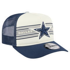 Dallas Cowboys New Era Youth Banner A-Frame 9FIFTY Trucker Snapback Hat - Cream/Navy Hats