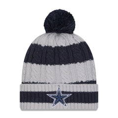 Dallas Cowboys New Era Women's Braided Cuffed Knit Hat with Pom - Navy Hats