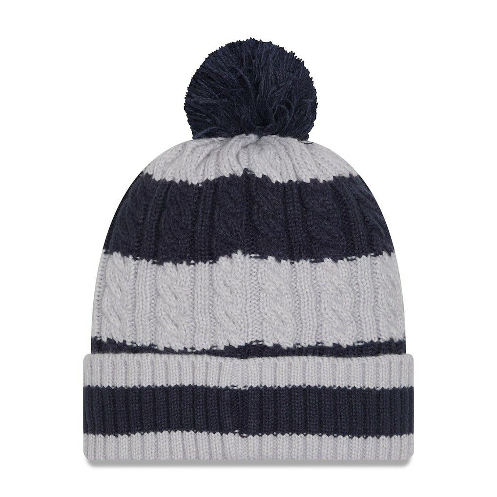Dallas Cowboys New Era Women's Braided Cuffed Knit Hat with Pom - Navy Hats