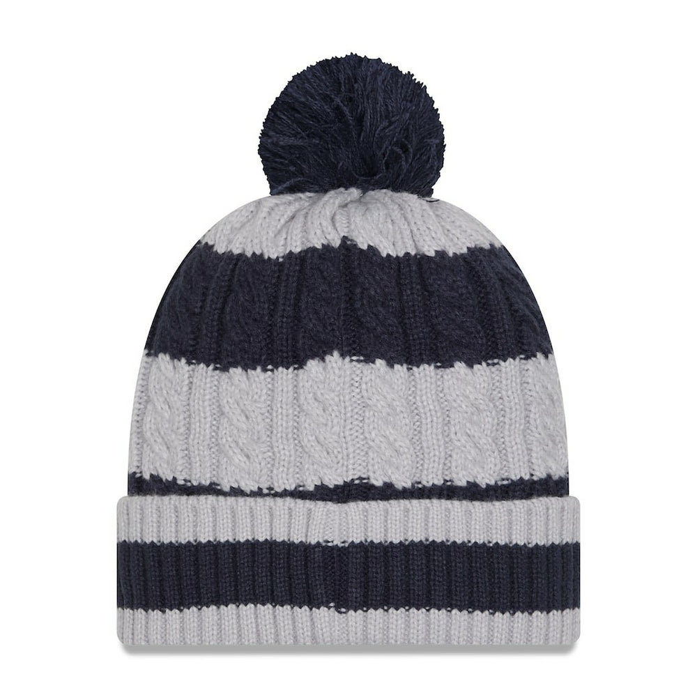 Dallas Cowboys New Era Women's Braided Cuffed Knit Hat with Pom - Navy Hats
