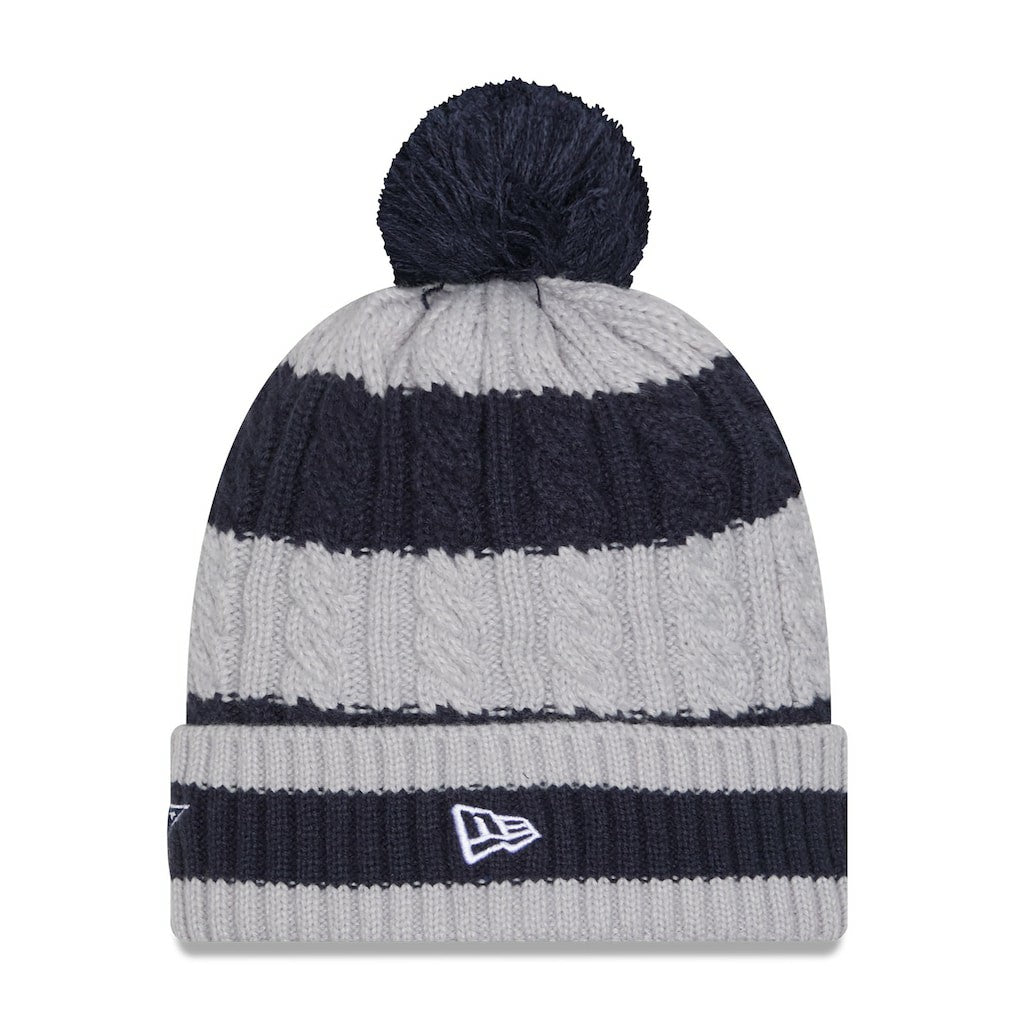 Dallas Cowboys New Era Women's Braided Cuffed Knit Hat with Pom - Navy Hats