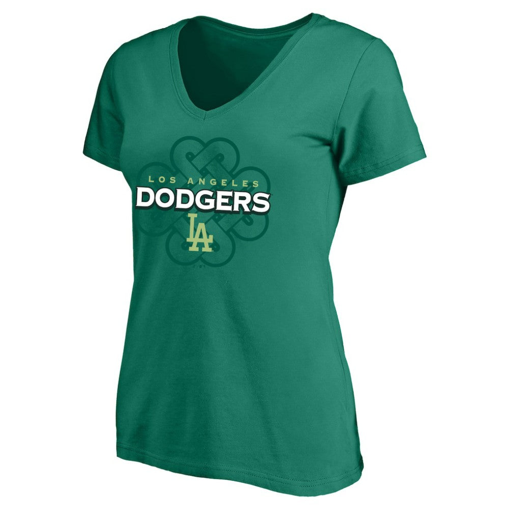Los Angeles Dodgers Profile Women's Plus Size Celtic V-Neck T-Shirt - Kelly Green T-shirts