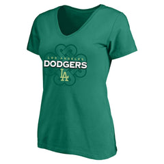 Los Angeles Dodgers Profile Women's Plus Size Celtic V-Neck T-Shirt - Kelly Green T-shirts