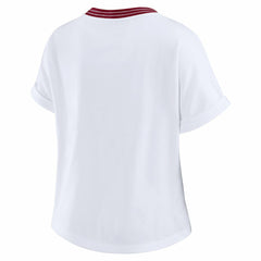 Washington Commanders WEAR by Erin Andrews Women's Cropped Center Stripe Dolman T-Shirt - White T-shirts