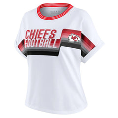 Kansas City Chiefs WEAR by Erin Andrews Women's Cropped Center Stripe Dolman T-Shirt - White T-shirts