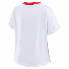 Kansas City Chiefs WEAR by Erin Andrews Women's Cropped Center Stripe Dolman T-Shirt - White T-shirts