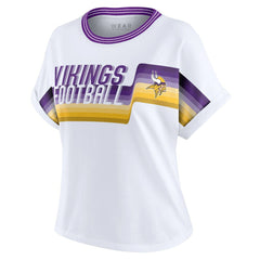 Minnesota Vikings WEAR by Erin Andrews Women's Cropped Center Stripe Dolman T-Shirt - White T-shirts