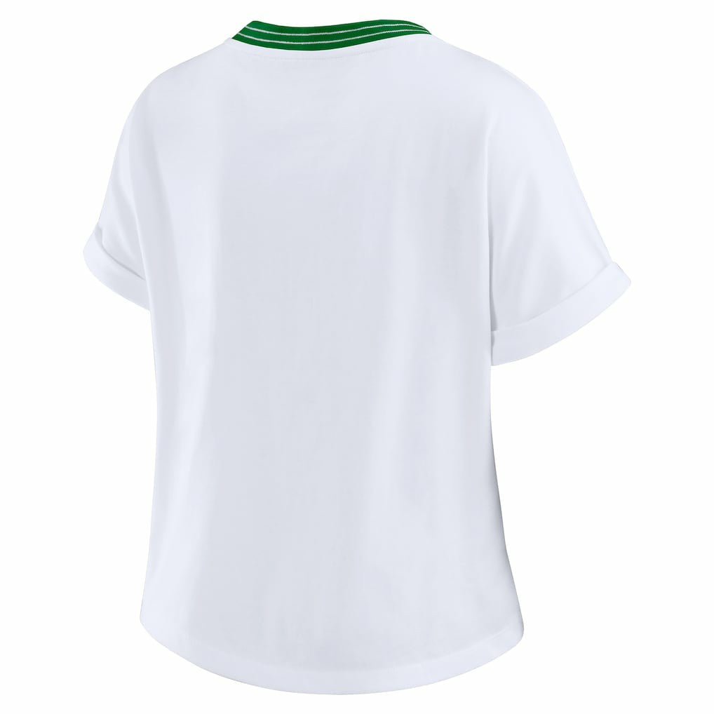Philadelphia Eagles WEAR by Erin Andrews Women's Cropped Center Stripe Dolman T-Shirt - White T-shirts