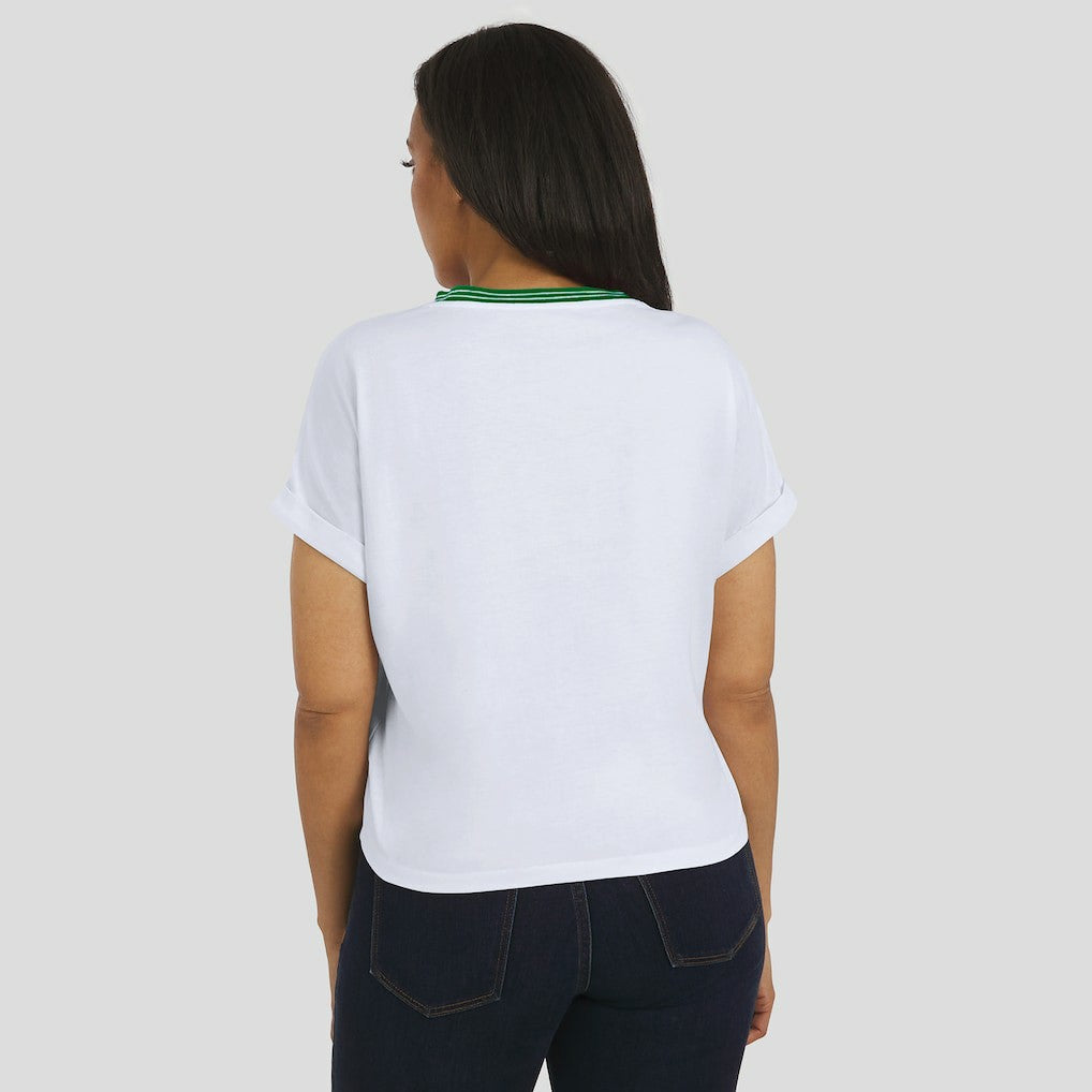 Philadelphia Eagles WEAR by Erin Andrews Women's Cropped Center Stripe Dolman T-Shirt - White T-shirts