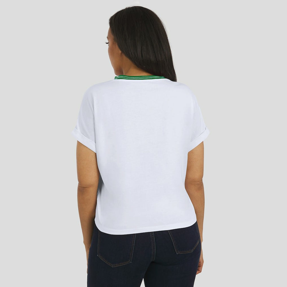 Philadelphia Eagles WEAR by Erin Andrews Women's Cropped Center Stripe Dolman T-Shirt - White T-shirts