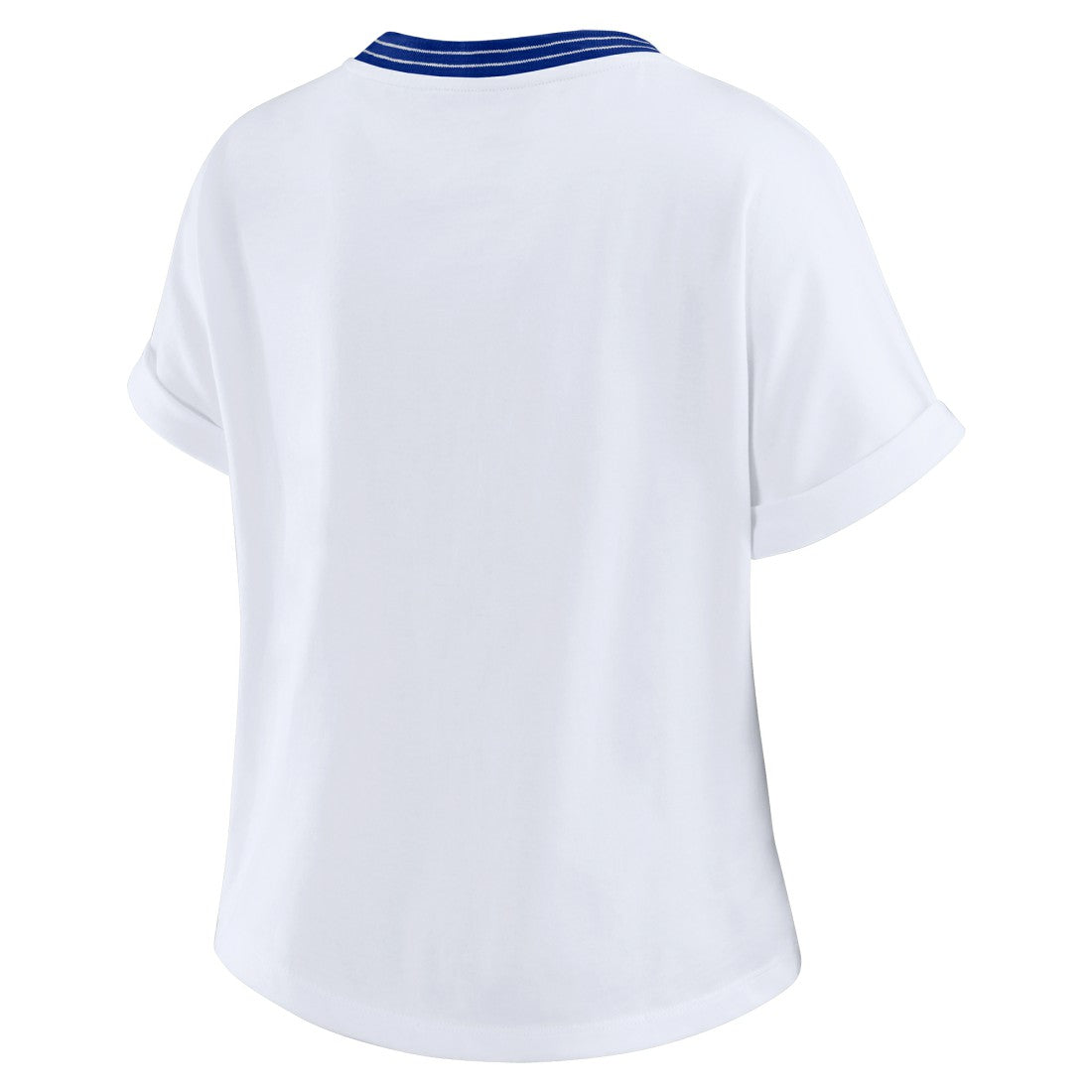 Denver Broncos WEAR by Erin Andrews Women's Cropped Center Stripe Dolman T-Shirt - White T-shirts