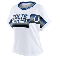 Indianapolis Colts WEAR by Erin Andrews Women's Cropped Center Stripe Dolman T-Shirt - White T-shirts