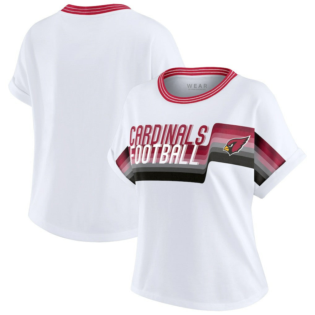 Arizona Cardinals WEAR by Erin Andrews Women's Cropped Center Stripe Dolman T-Shirt - White T-shirts