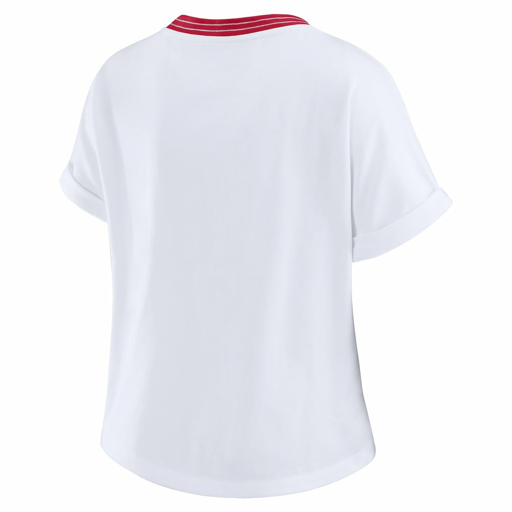 Arizona Cardinals WEAR by Erin Andrews Women's Cropped Center Stripe Dolman T-Shirt - White T-shirts