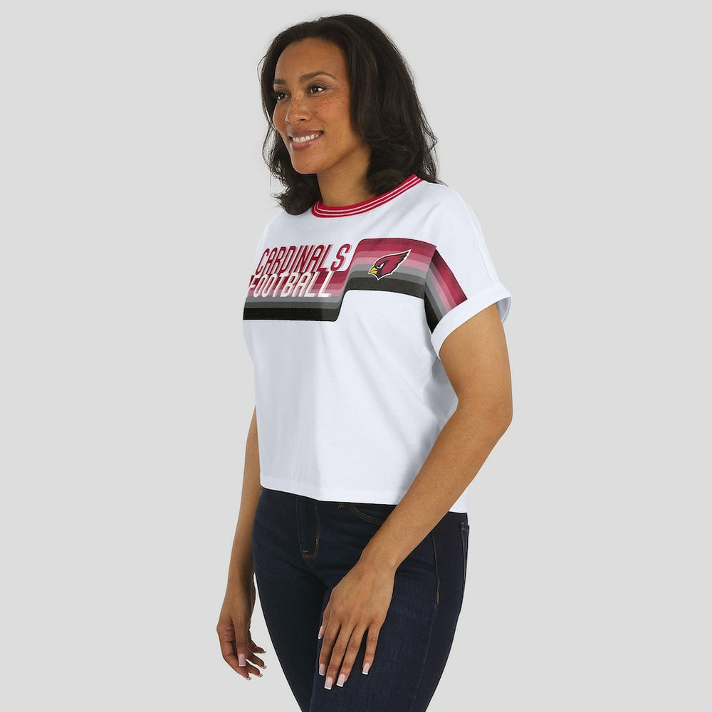 Arizona Cardinals WEAR by Erin Andrews Women's Cropped Center Stripe Dolman T-Shirt - White T-shirts