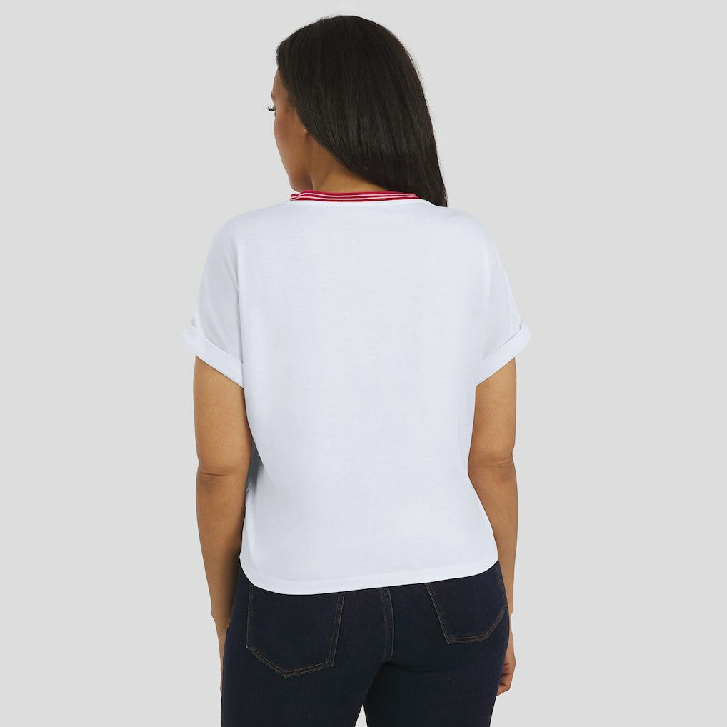 Arizona Cardinals WEAR by Erin Andrews Women's Cropped Center Stripe Dolman T-Shirt - White T-shirts