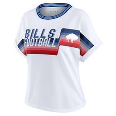 Buffalo Bills WEAR by Erin Andrews Women's Cropped Center Stripe Dolman T-Shirt - White T-shirts