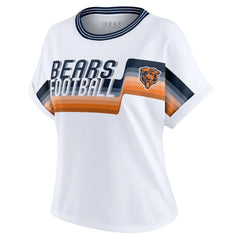 Chicago Bears WEAR by Erin Andrews Women's Cropped Center Stripe Dolman T-Shirt - White T-shirts