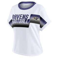 Baltimore Ravens WEAR by Erin Andrews Women's Cropped Center Stripe Dolman T-Shirt - White T-shirts