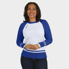 Los Angeles Rams WEAR by Erin Andrews Women's Colorblock Raglan Sweater - White/Royal