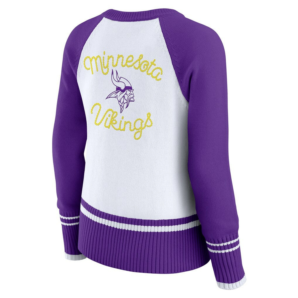 Minnesota Vikings WEAR by Erin Andrews Women's Colorblock Raglan Sweater - White/Purple