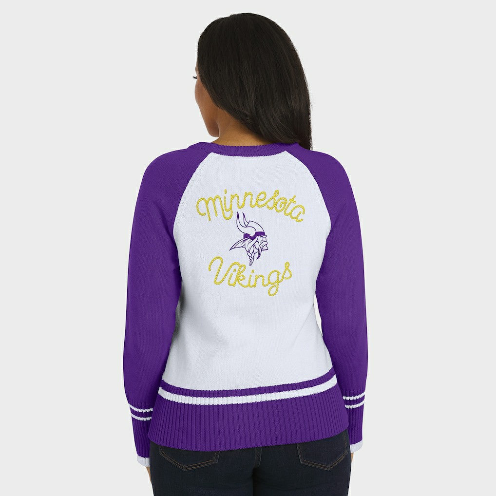 Minnesota Vikings WEAR by Erin Andrews Women's Colorblock Raglan Sweater - White/Purple