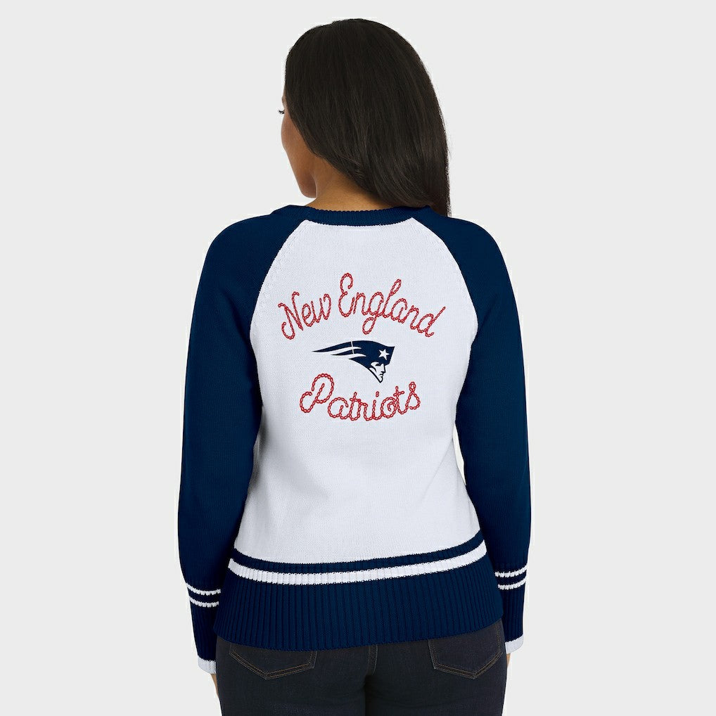New England Patriots WEAR by Erin Andrews Women's Colorblock Raglan Sweater - White/Navy