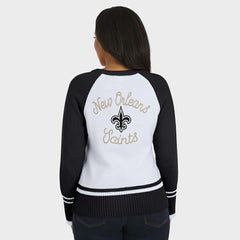 New Orleans Saints WEAR by Erin Andrews Women's Colorblock Raglan Sweater - White/Black