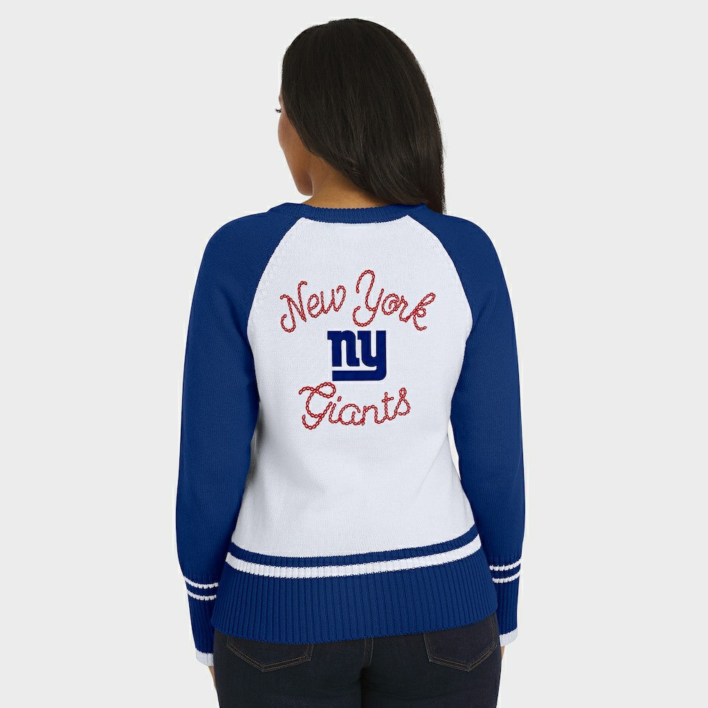 New York Giants WEAR by Erin Andrews Women's Colorblock Raglan Sweater - White/Royal