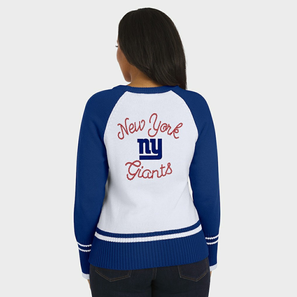New York Giants WEAR by Erin Andrews Women's Colorblock Raglan Sweater - White/Royal
