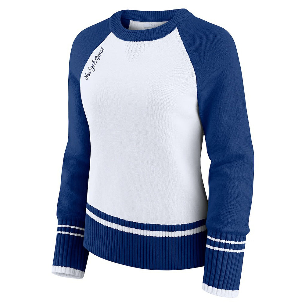 New York Giants WEAR by Erin Andrews Women's Colorblock Raglan Sweater - White/Royal