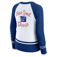 New York Giants WEAR by Erin Andrews Women's Colorblock Raglan Sweater - White/Royal