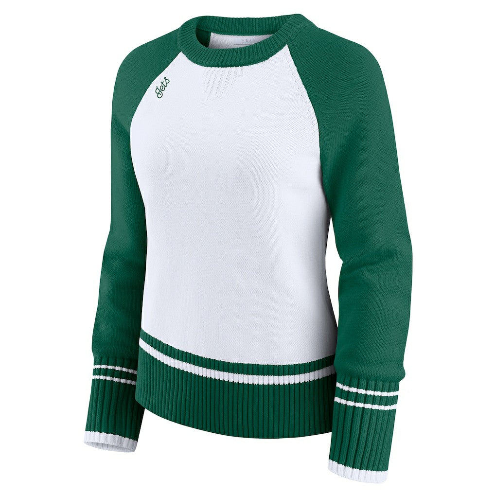 New York Jets WEAR by Erin Andrews Women's Colorblock Raglan Sweater - White/Green