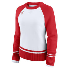 San Francisco 49ers WEAR by Erin Andrews Women's Colorblock Raglan Sweater - White/Scarlet