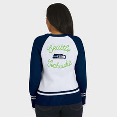 Seattle Seahawks WEAR by Erin Andrews Women's Colorblock Raglan Sweater - White/College Navy