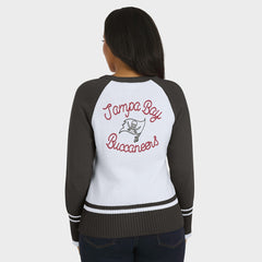 Tampa Bay Buccaneers WEAR by Erin Andrews Women's Colorblock Raglan Sweater - White/Pewter