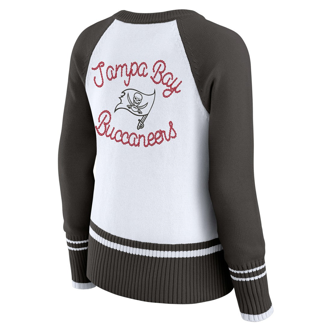 Tampa Bay Buccaneers WEAR by Erin Andrews Women's Colorblock Raglan Sweater - White/Pewter