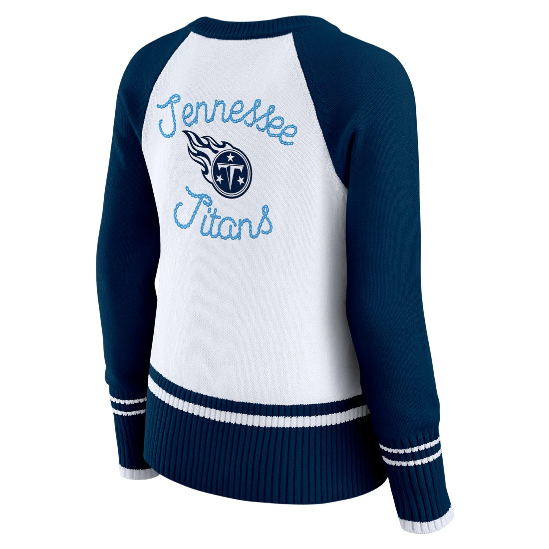 Tennessee Titans WEAR by Erin Andrews Women's Colorblock Raglan Sweater - White/Navy
