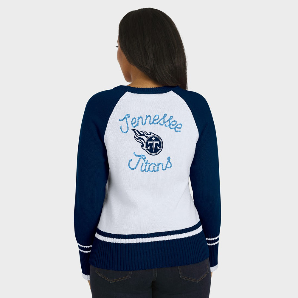 Tennessee Titans WEAR by Erin Andrews Women's Colorblock Raglan Sweater - White/Navy